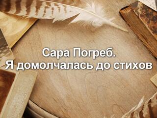 Сара Погреб. Я домолчалась до стихов